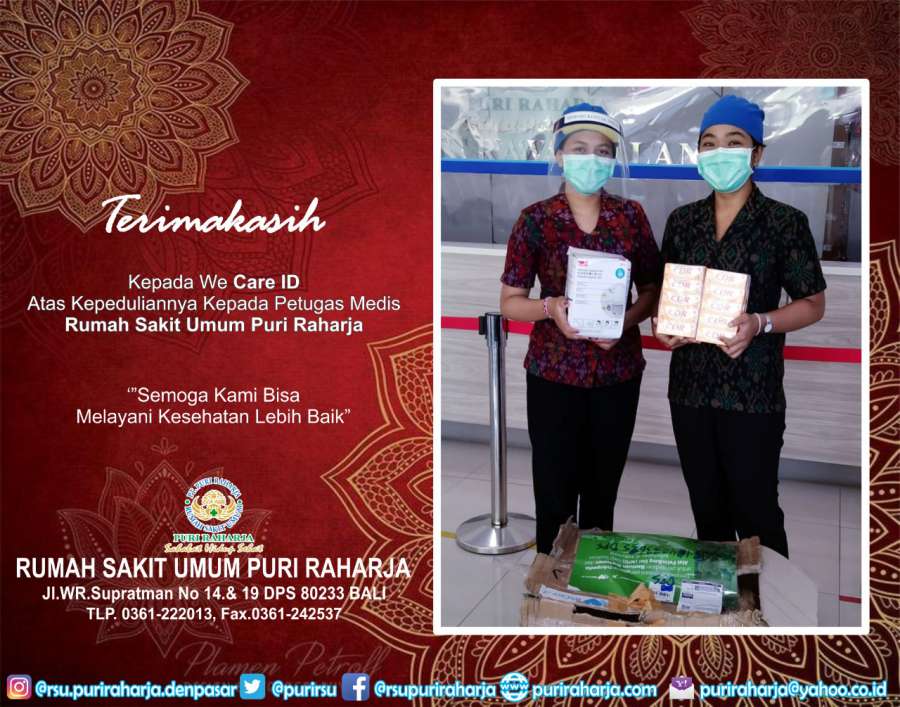 Terima kasih kepada We Care ID atas kepeduliannya kepada  RSU Puri Raharja