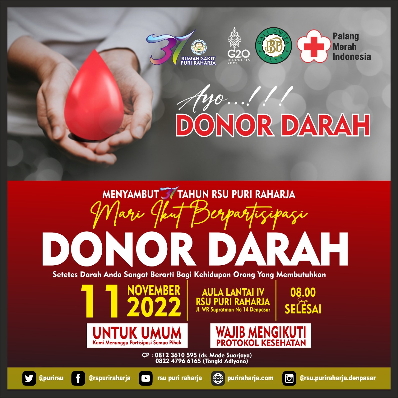 Menyambut 31 Tahun RSU Puri Raharja Mari Ikut Berpartisipasi  DONOR DARAH