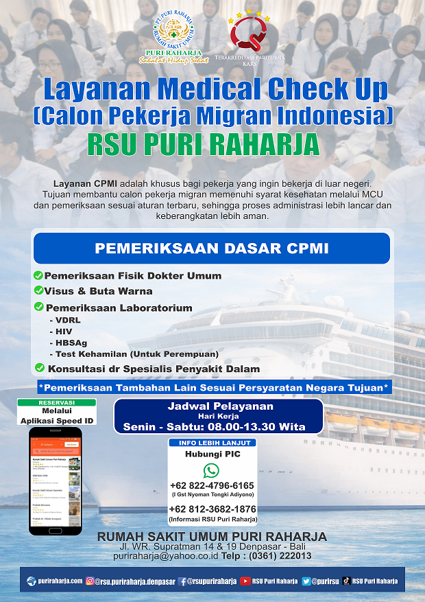 Layanan Medical Check Up CPMI (Calon Pekerja Migran Indonesia) RSU PURI RAHARJA